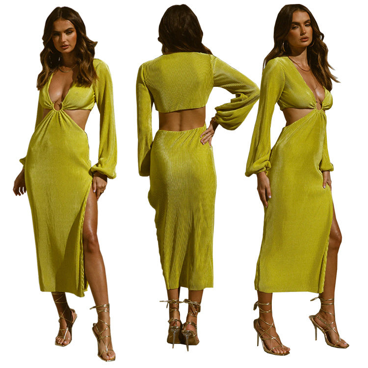 Elegant Pleated Maxi Dress