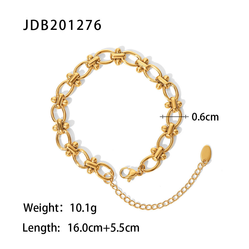Luxe Gold-plated Stainless Steel Bracelets With Zirconia
