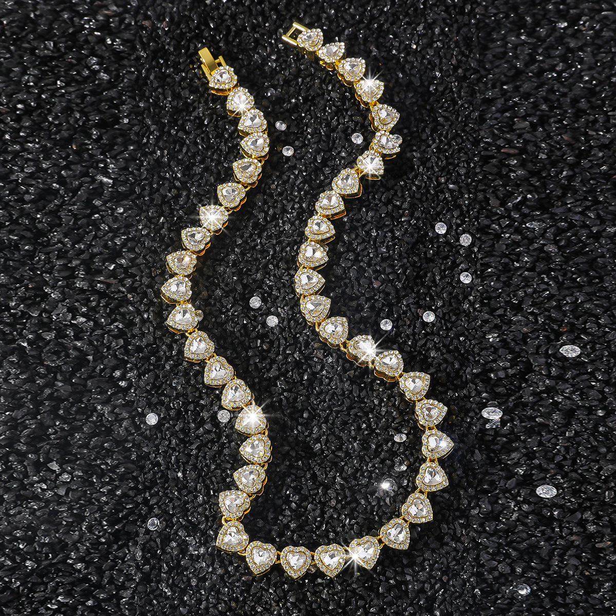 New Mens Heart-shaped Patchwork Chain Necklace Streetwear Hip-hop Style